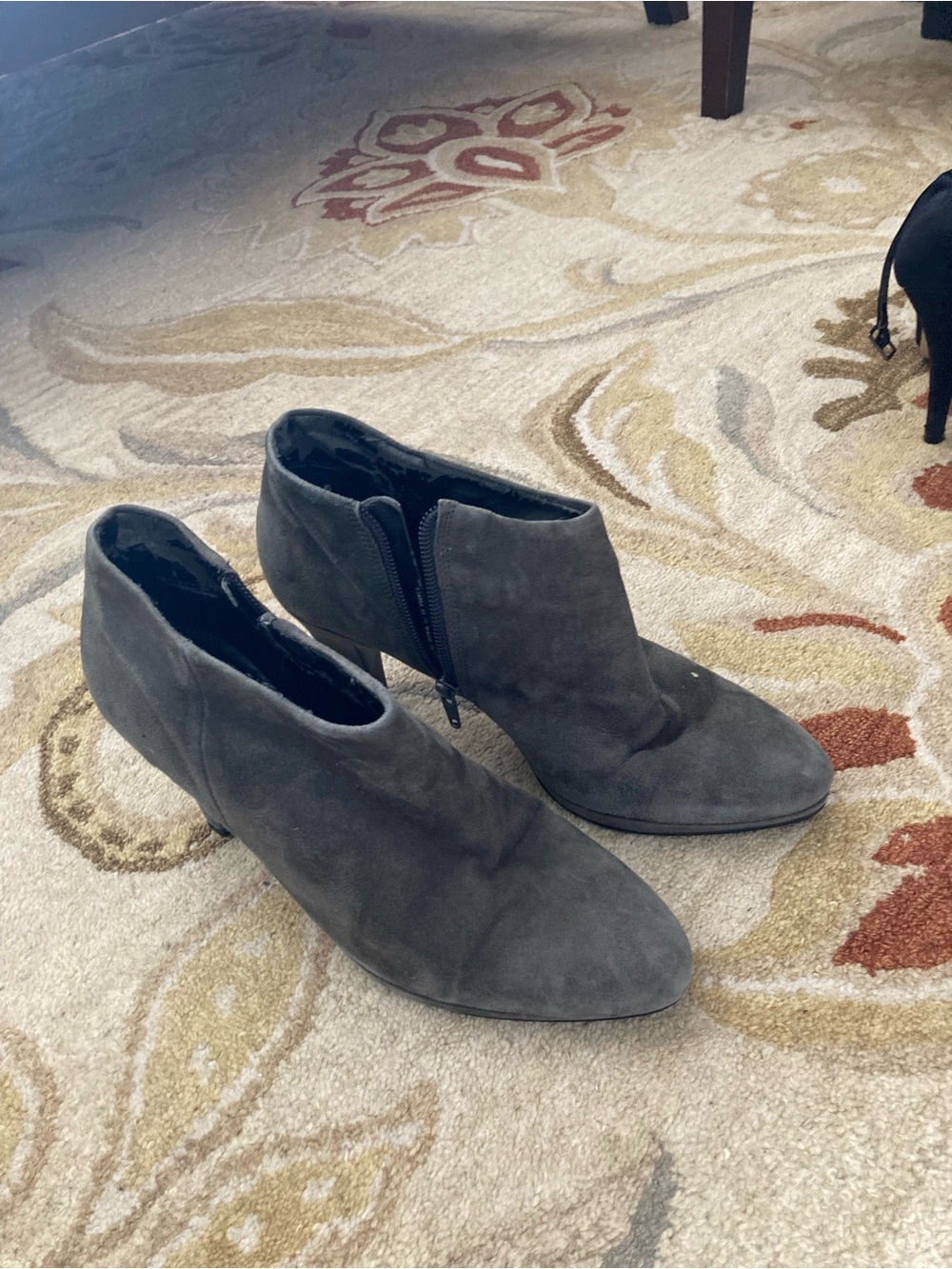 Ecco Gray Suede Ankle Booties with Side Zip